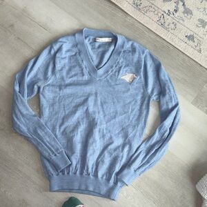 Peter Millar Light Blue V-Neck Caroline Panthers Sweater - size small